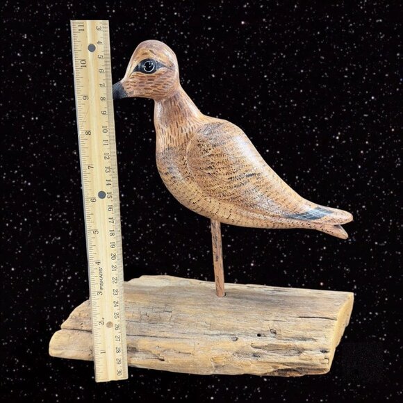 Vintage Carved Large Bird On A Driftwood Stand Signed Geo Porter Wis C420 Figure - Picture 2 of 14